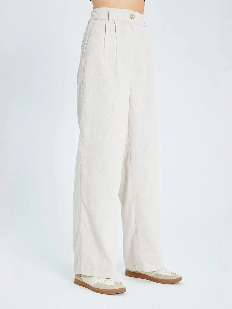 MixRay Natural Mixray High Waist Velvet Straight Leg Pants for Women | Best Price UAE